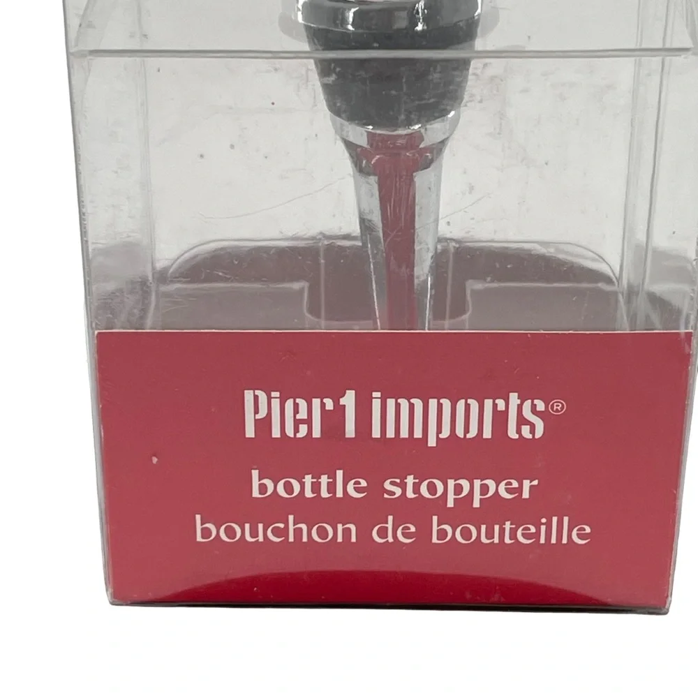 Pier 1 Imports Blown Glass Christmas Wine Bottle Stopper in Box